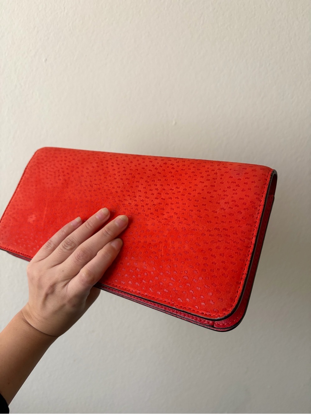 Tom Ford Burnt Orange Ostrich Embossed Gold Statement Zipper Jennifer Clutch Bag - Picture 6 of 15